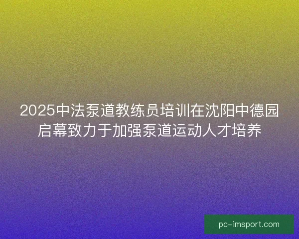 2025中法泵道教练员培训在沈阳中德园启幕致力于加强泵道运动人才培养